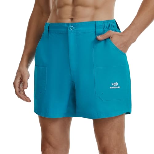 BASSDASH Men's Fishing Shorts UPF 50+ Water Resistant Quick Dry Hiking Cargo Shorts with Multi Pocket 6"