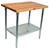 John Boos HNS01 Maple Top Work Table with Galvanized Base and Shelf, 36' x 24' x 1-3/4'