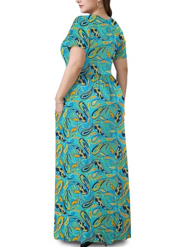 Image of PEVRL Plus Size Maxi Dresses for Women Summer Casual Short Sleeve Long Dress with Pockets 1X-5X