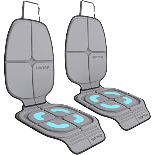 Image of HEYTRIP Car Seat Protector, 2 Packs, Rear-Facing/Forward Facing Car Seat Mat for 0~12 Years Old Children, Waterproof, Easy Cleanup, Non-Slip, Fit Most Car Seats(Light Grey Blue)