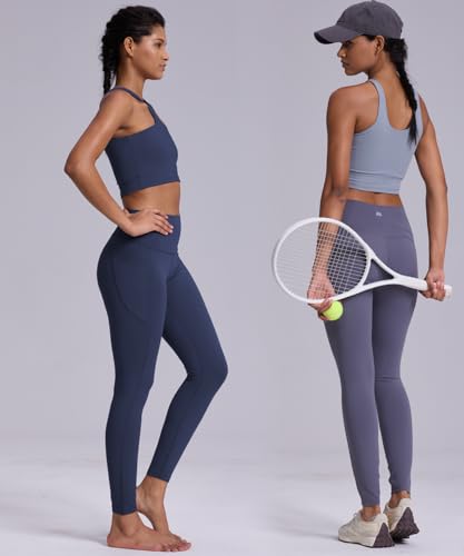 2 Pack Black Leggings with Pockets for Women, Tummy Control Workout High Waisted Yoga Pants2