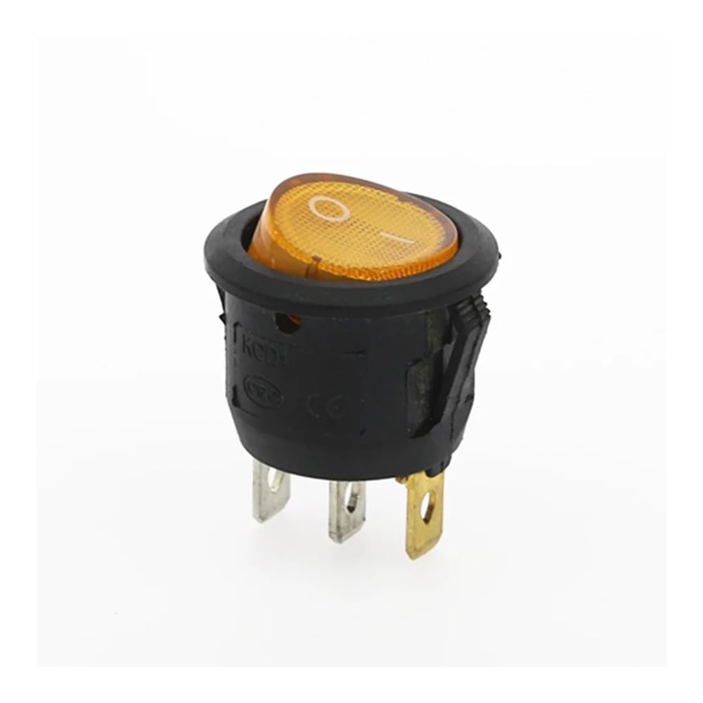 POWTAXBJGD 4Pcs KCD1 ON/Off Round Rocker Switch LED Illuminated Car Dashboard Van 12V(Yellow)