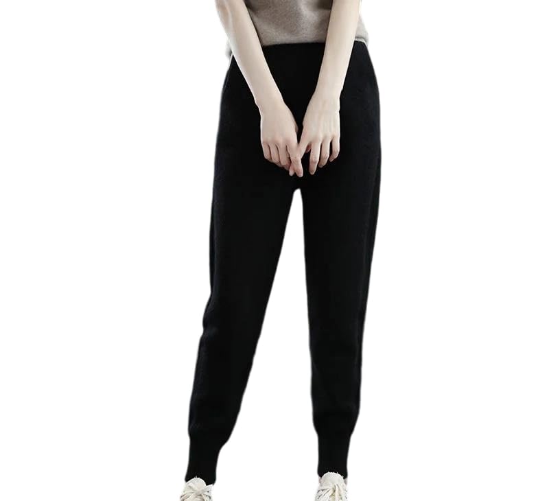 Women Autumn Winter Pencil Pants Solid Wool Knitted High Waist Thick Soft Casual Trousers