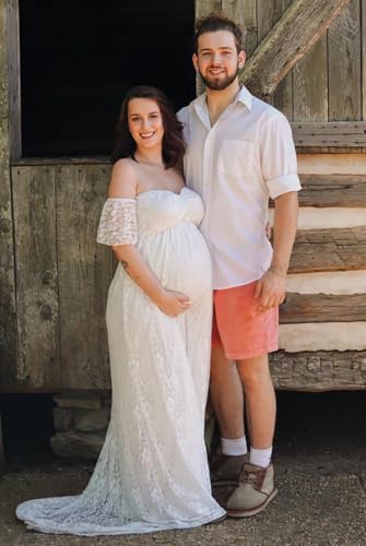 Robe de maternité dentelle pour séance photo bébé douce et mariage chic