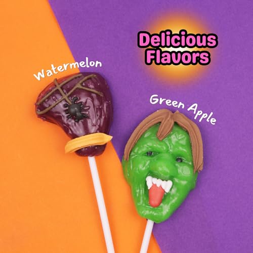 Zombie Halloween Lollipops, Individually Wrapped Candy, 24 Count | Zombie Face Design, Watermelon and Green Apple Flavored, Trick or Treat Candies, Haunted House Snacks, 10.16oz, 24 Pieces - image 2
