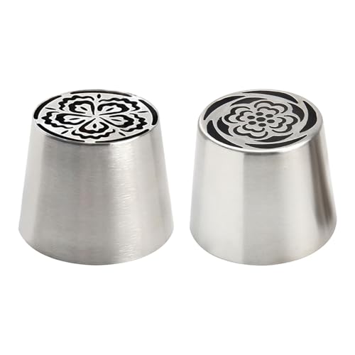 2Pcs Piping Tips Extra Large Russian Piping Flower Nozzles – Stainless Steel Flower Floral Icing Tips for Cake Decorating, Baking Cookies and Desserts