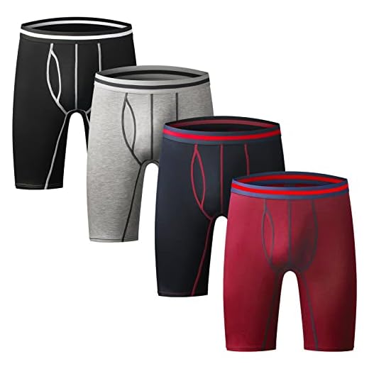 Nuofengkudu Boxershorts för män, långt ben, sport, fitness, kalsonger, män, underkläder, retroshorts, 3-pack och 4, 4 pack svart/blå/grå/röd, XXL