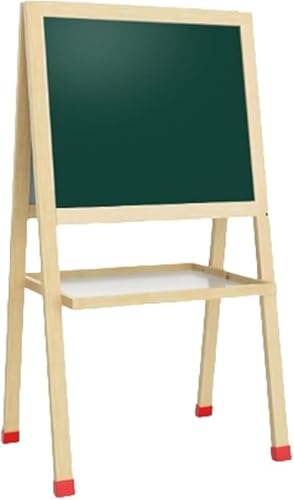 AZIEBAY 子供用お絵かきボード 両面マグネット式 木製イーゼル 黒板&ホワイトボード 高さ調節可能 収納トレイ付き 学習と落書きに最適|安心してお選びください