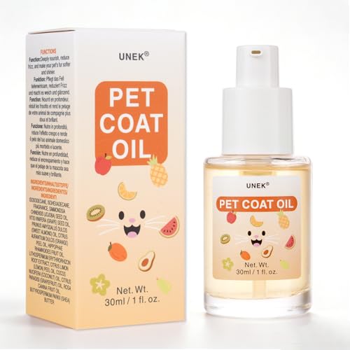 UNEK Natürliches Fellpflegeöl- Konzentriert für Hunde & Katzen- Entfilzen, Glätten, Glänzend & Nicht Klebrig- Mit Pflanzenölen- Leave- In Conditioner 30 ml (Fruchtigem Duft)