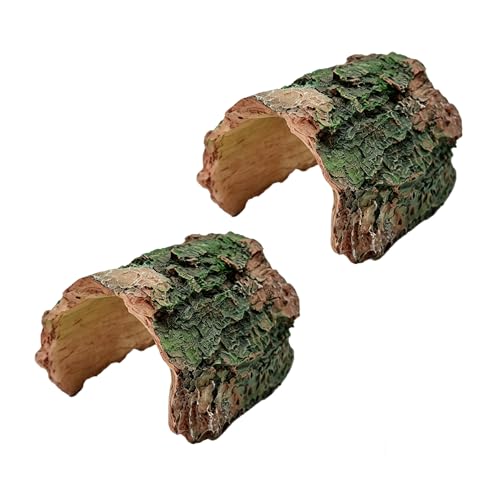 Image of 2 Pack Small Betta Log Resin Hollow Tree Trunk Ornament, Aquarium Hideout Reptile Cave Tarantula Hide Terrarium Tank Decor for Fish Shrimp or Small Reptile Scorpion Spider Hermit Crab