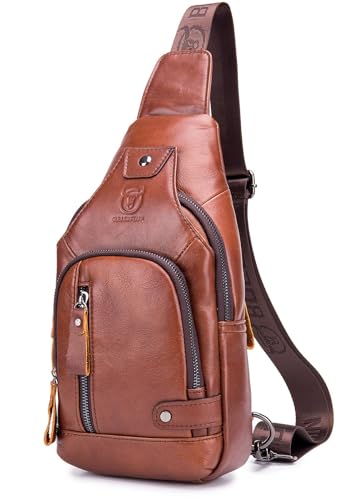 BULLCAPTAIN Leather Sling Bag USB