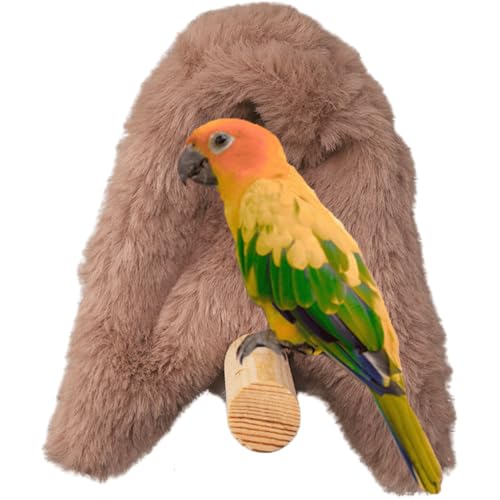 Cozy Bird Blanket Parrot Cage Snuggle Hut Warm Bird Nest House Bed Hanging Hammock for Parakeet Cockatiel Conure Amazon Cockatoo African Grey Lovebird Budgie Quaker (Brown,L)