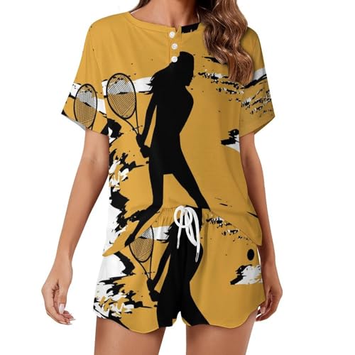 Ensemble de pyjama pour femme baseball manches courtes : sleepwear vêtements de nuit ete