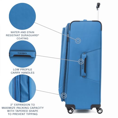 Travelpro Maxlite 5 Softside Expandable Checked Luggage with 4 Spinner Wheels, Lightweight Suitcase, Men and Women, Azure Blue, Checked Large 29-Inch3