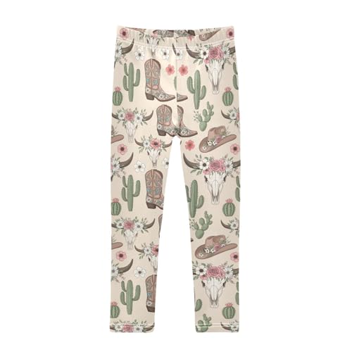 Girls Leggings Size 4T Cowboy Goat Skull Breathable Comfortable Girl Yoga Pants for Dance Running
