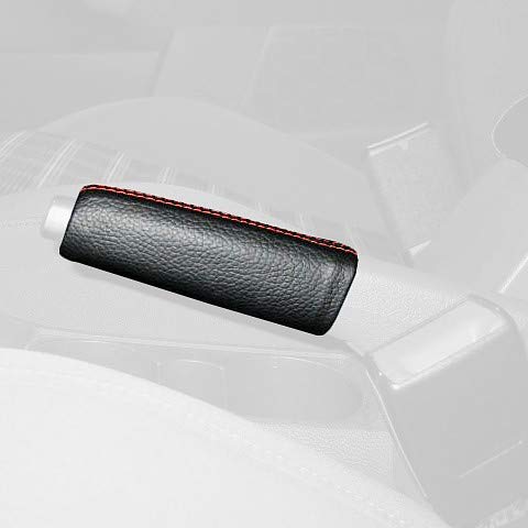 RedlineGoods ebrake Boot Compatible with Volkswagen Jetta MK VI 2010-18. Tailor Made - not Universal. Genuine top-Grade Italian Black Leather with Red Thread