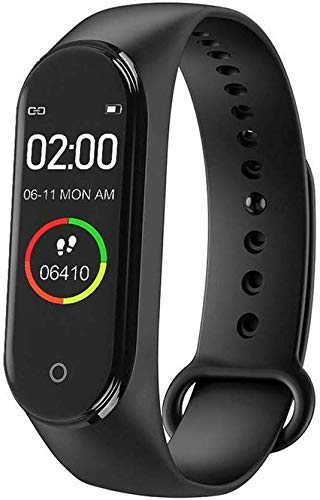 AMISUN M4 Bluetooth Wireless Smart Fitness Band for Boys/Men/Kids/Women | Sports Watch Compatible with Xiaomi, Oppo, Vivo Mobile Phone | Heart Rate and BP Monitor, Calories Counter (Black)