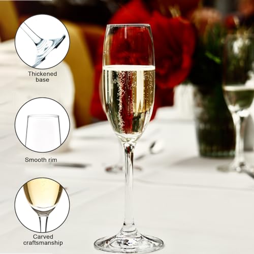 MYKAGS Set of 6 190ml Champagne Flutes Crystal Prosecco Glasses, Elegant Durable Design Smooth Polished Edges Enhance Tasting Experience for Champagne Cocktail - Image 5