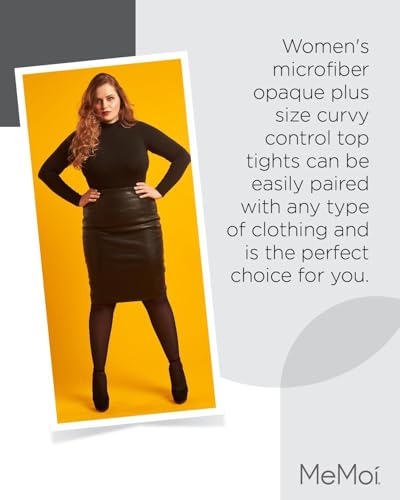 Image of MeMoi Plus Size Curvy Control Top Tights, Comfortable and Lightweight Tummy Control Tights - Sizes 1X-7X