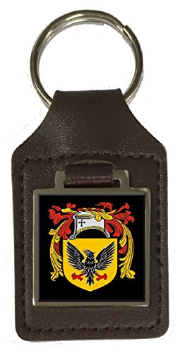 Porte-clés en cuir marron Cullen blason familial accessoire de maroquinerie homme