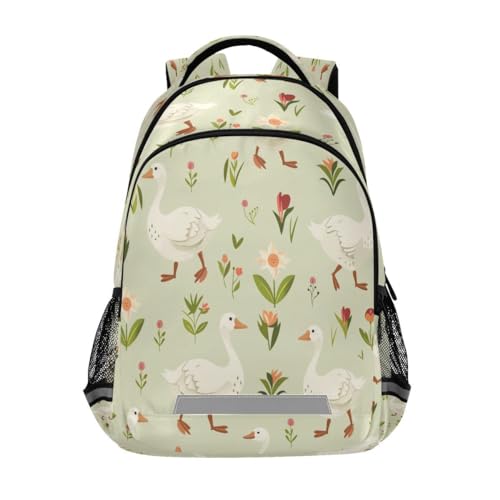 ALAZA Floral Duck Goose Backpack School Bag Laptop Bags Daypack Bookbag for Teen Girls Kids Boys, 13 14 15.6 inch