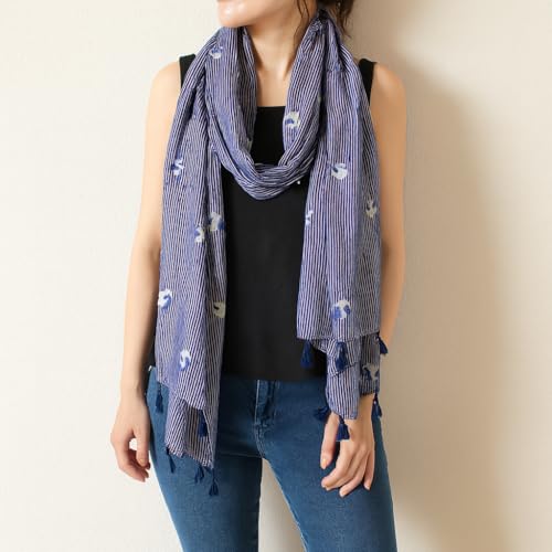 stylesilove Women Cozy Tassels Oblong Cotton Scarf Lightweight Shawls Wrap4