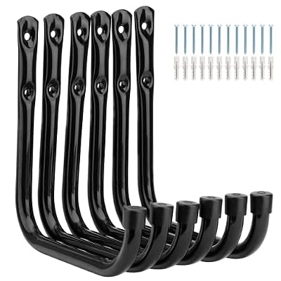 PiPaFox Gancho de garaje de alto rendimiento, 17 cm, montaje en pared, herramientas de jardín, gancho de almacenamiento para bicicleta, escalera, silla, manguera de jardín, interior, exterior (17 cm x