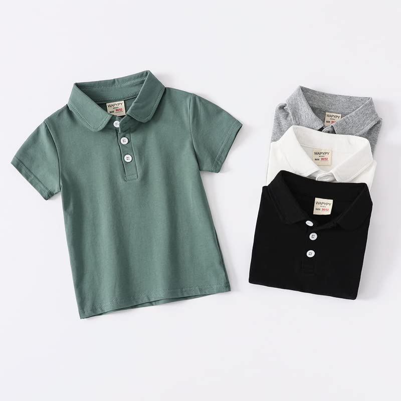Kids Boys Girls Classic Cotton Summer Solid Shirts Short Sleeve School Uniform Lapel Button Tops Polo Shirts3