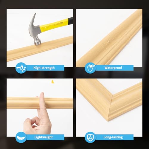 Image of Art3d Pre-Cut Wall Molding Set of 6 pcs, 3 Top 3 Bottom, Oak