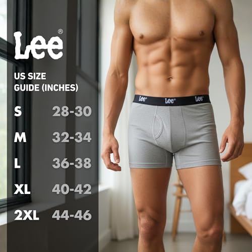 Lee Mens Underwear Boxer Briefs for Men Pack of 7 - Cotton Stretch, Tagless, Moisture Wicking, Breathable Heather,charcoal,black