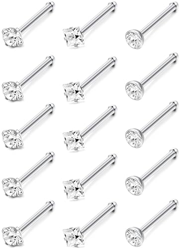 オラジオ 15点セット 鼻 ピアス 18g 20g ノストリル ピアス 18g ストレート L 鼻ピ セット ジルコニア 軟骨ピアス サージカルステンレス 鼻ピアス 金属アレルギー対応 ファッション アクセサリー - ORAZIO - 商品画像