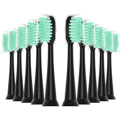ZIYAJIA Replacement Toothbrush Heads 10 Pack Compatible with AquaSonic Black Series for Vibe Series Black Series pro and for Duo Series pro Electric Toothbrush Balck