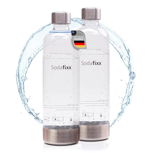 Sodafixx PET Wasserflaschen Doppelpack 2x 0,85L - Ersatzflaschen für Wassersprudler mit Schraubgewinde - kompatibel mit Sodafixx, Aarke Carbonator 2 & 3, Brita SodaONE, Sodapop Cooper & Lucky Moose