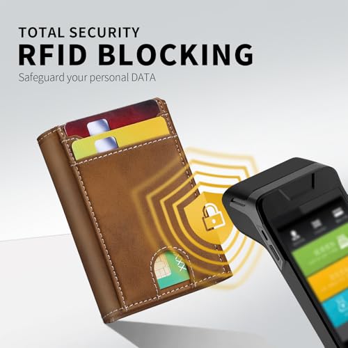 Wallet for Men, Men's Wallet, RFID Blocking Money Clip Minimalist Card Holder & Magnetic Closure (Brown)3