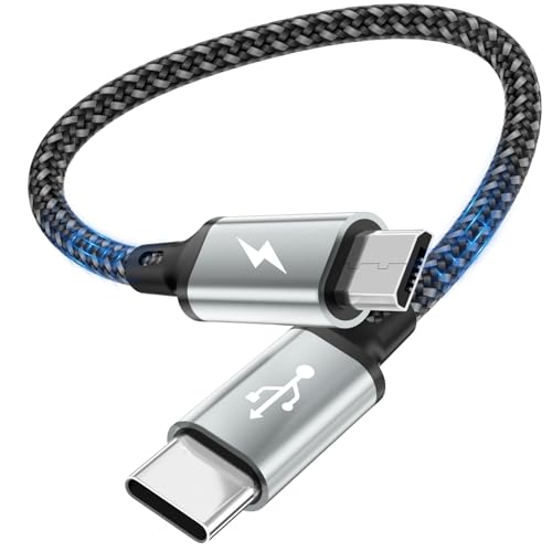 layajia USB C auf Micro USB Kabel 0.2M, USB Typ C auf Micro Kabel Nylon Geflochtenes Android Ladekabel Kompatibel f&uuml;r Samsung Galaxy S7/S5/J3/5/J7, Huawei, HTC, LG und Micro USB Ger&auml;te