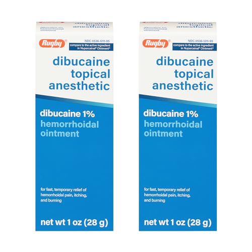 Rugby Dibucaine Topical Anesthetic 1% Hemorrhoid Ointment - Pain Relief Cream for Itching and Burning Hemorrhoid Treatment Anti Itch Cream 1 Oz (2 Pack)
