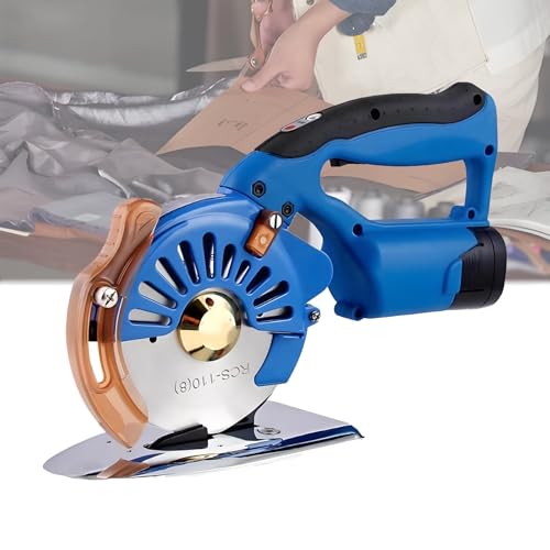 Cordless Electric Rotary Fabric Cutter 100/110/125mm - 2 Blades, 2x2500mAh Battery, 5 Speed Settings for Effortless Cutting of Cotton, RCS-125B
