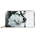 Produktbild JHGFG Mode Handtasche Reißverschluss Brieftasche Husky Hund Telefon Clutch Geldbörse Abendkupplung Blocking Leder Brieftasche Multi Card Organizer