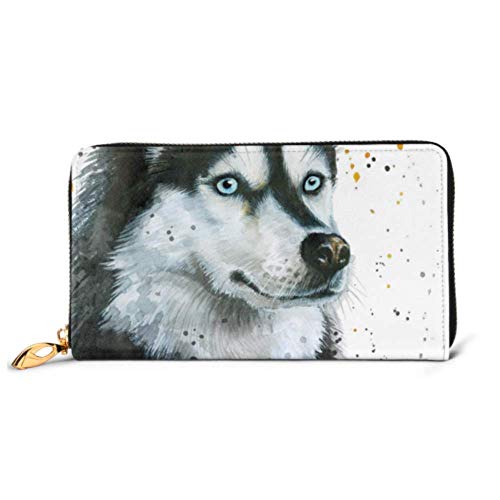Preisvergleich Produktbild JHGFG Mode Handtasche Reißverschluss Brieftasche Husky Hund Telefon Clutch Geldbörse Abendkupplung Blocking Leder Brieftasche Multi Card Organizer
