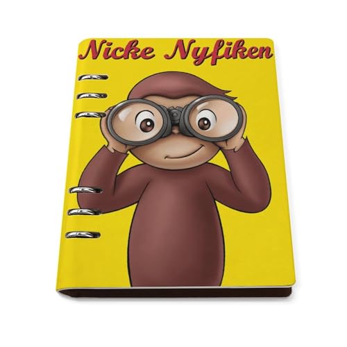 ノートブック おさるのジョージ PUレザー バインダーノート 手帳 ニメモ帳 日記帳 6穴 A5サイズ オフィス用品 文房具 差し替え可