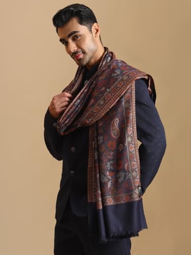Image of Zamour Faux Pashmina Soft Jamawar Woven Jacquard Shawl for Men