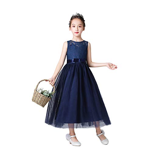 Weileenice Big/Little Girls Lace Bridesmaid Dress Flower Girl Kids Princess Formal Holiday Tulle Fancy Party Dresses2
