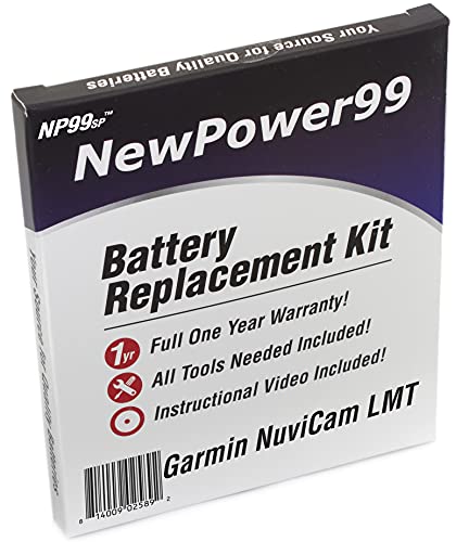 NP99sp NewPower99 Battery Replacement Kit with Battery, Video Instructions and Tools for Garmin NuviCam LMT