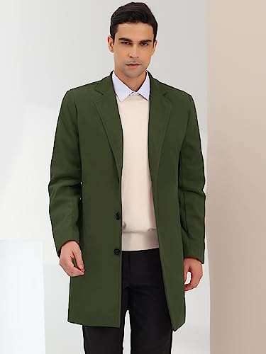 Image of Lars Amadeus Men's Trench Coat Notch Lapel Single Breasted Classic Long Pea Coats Overcoat