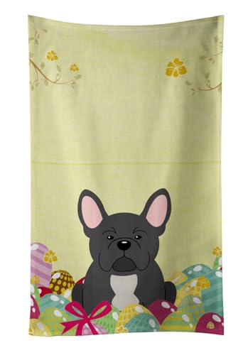 Caroline's Treasures BB6014KTWL Easter Eggs French Bulldog Black Kitchen Towel Dish Cloths Guest Hand Towel Decorative Bathroom Towel for Face,Tea, Dishcloth, Kitchen and Bath