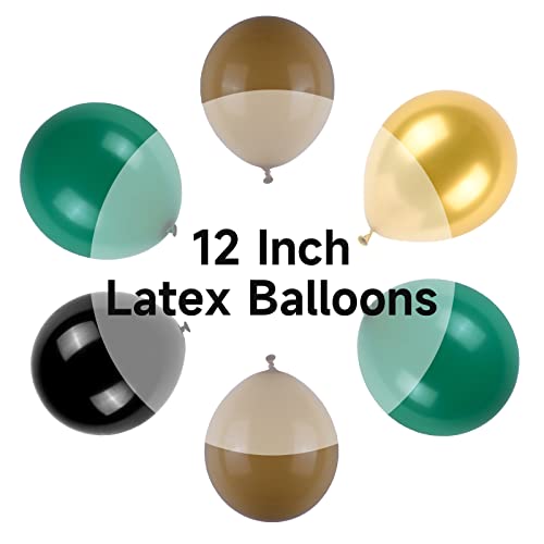 Gremag Football Balloon, 60 Pcs Latex Balloon, 12Inch Dark Green Black Khaki And Gold Balloon Kit With Ribbons, For Football Sport Theme Party Decorations, Birthday, Boys Teenager Party Supplies #TOP3