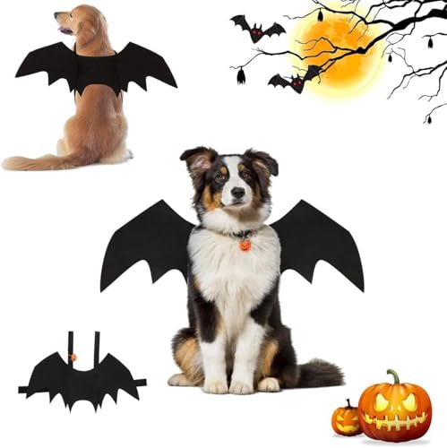 Alas de Perro, Disfraces de Halloween para Mascotas, Disfraz de Perro de murciélago de Halloween, Disfraz de murciélago para Gatos con Campanas de Calabaza, Decoración de Fiesta de murciélago, M