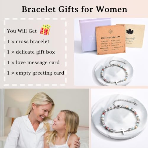 Image of Christian Gifts for Women Girls, Religious Cross Bracelet, Birthday Christmas Easter Baptism Confirmation First Communion Valentines Day Graduation Gifts for Her