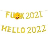 Gold Glittery Farewell 2021 Hello 2022 Banner - New Years Eve Party Decorations Supplies...