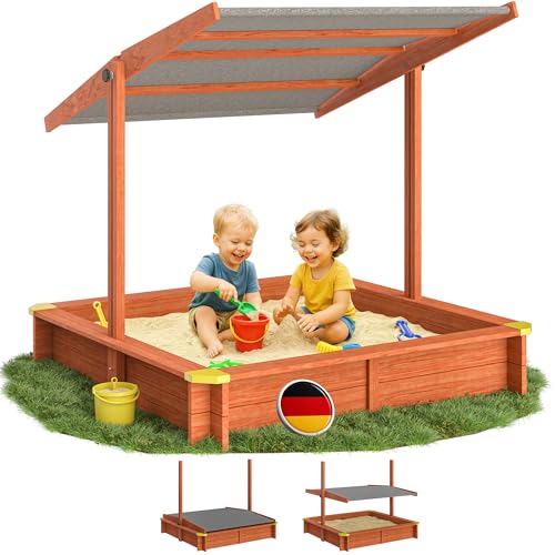 Spielwerk® Sandkasten Max Sonnendach 140x140x120cm...
